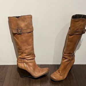 Womens Call It Spring Women Boots Size 7 tanbrown- below the knee wedge